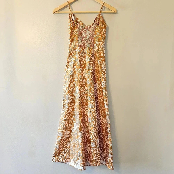 Pixie Market Custom Adobe Boho Floral Sundress Print Knot Midi Dress Size XS. - Picture 13 of 15